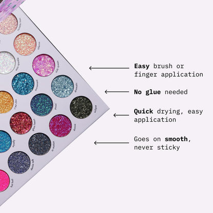 KARA BEAUTY ELECTRIC DISCO Glitter Eyeshadow Palette – 30 Color Pressed Glitter Makeup Palette for Face, Body & Eyes No Glue Needed Chunky & Fine Glitter for Rave, Festival Makeup Mermaid Vibes & More