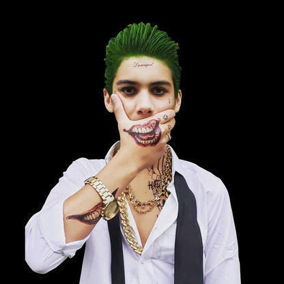 Joker Temporary Tattoos 4 Sheets Men Halloween Cosplay