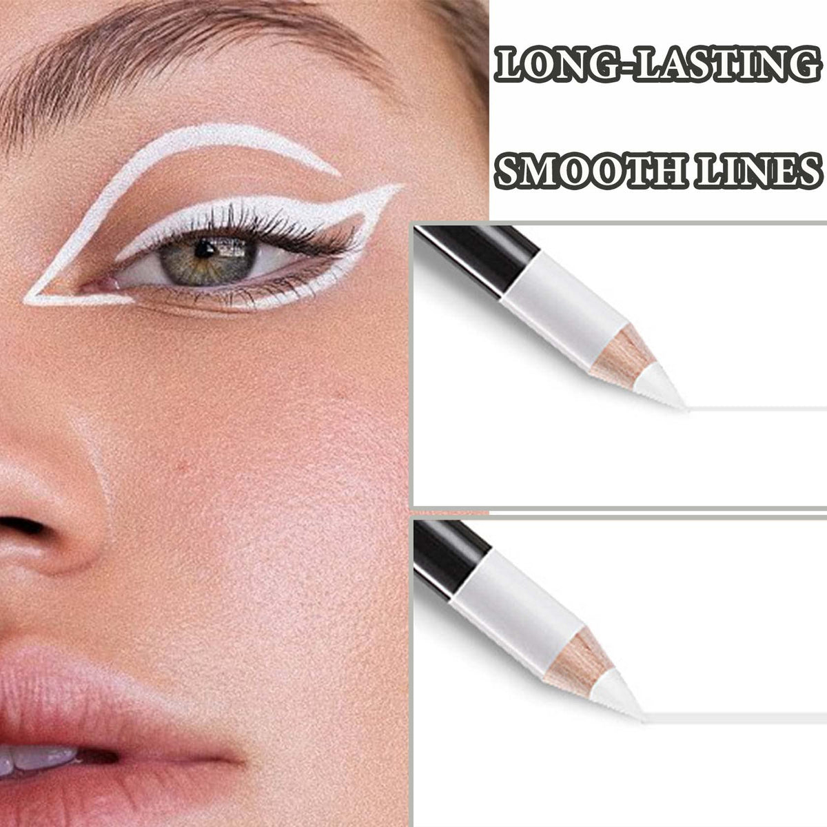 WENJLYJ 12 PCS White Eyeliner Pencils,Professional Long Lasting Waterproof Makeup Pencils,Highly Pigmented Inner Corner Eye Highlighter Eyeliner Pencil White Eye Liner Pen Sets for Women