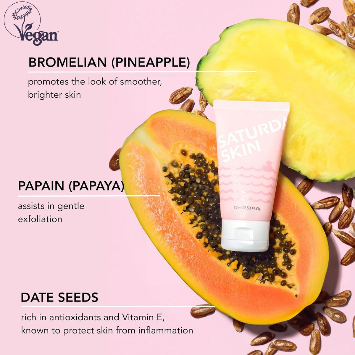 Saturday Skin Face Peeling Gel - Fruit Enzyme Exfoliating Scrub, 2.53 fl oz