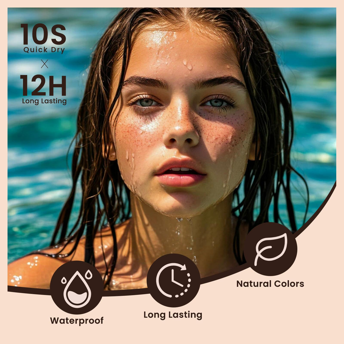HOSAILY 2 in 1 Dual Ended Dark Brown Freckle Stamp&Freckle Pen, Waterproof Quick Dry Soft Dot Faux Freckles, Natural Lifelike Long Lasting Fake Freckle Marker Pencil Face Decoration Sunkissed Makeup