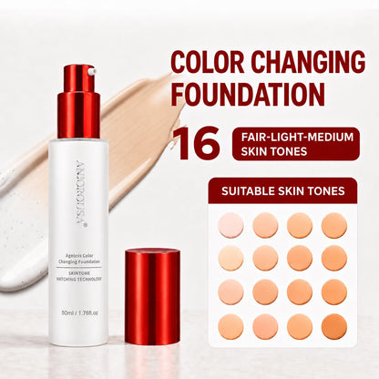 ANJOROUSA Color Changing Foundation for Mature Women-Self Adjusting Smart Shade Adapts to Your Skin Tone-for Light-to-Medium,Natural Finish-Coverage Imperfections & Fine Lines(Light-Medium)