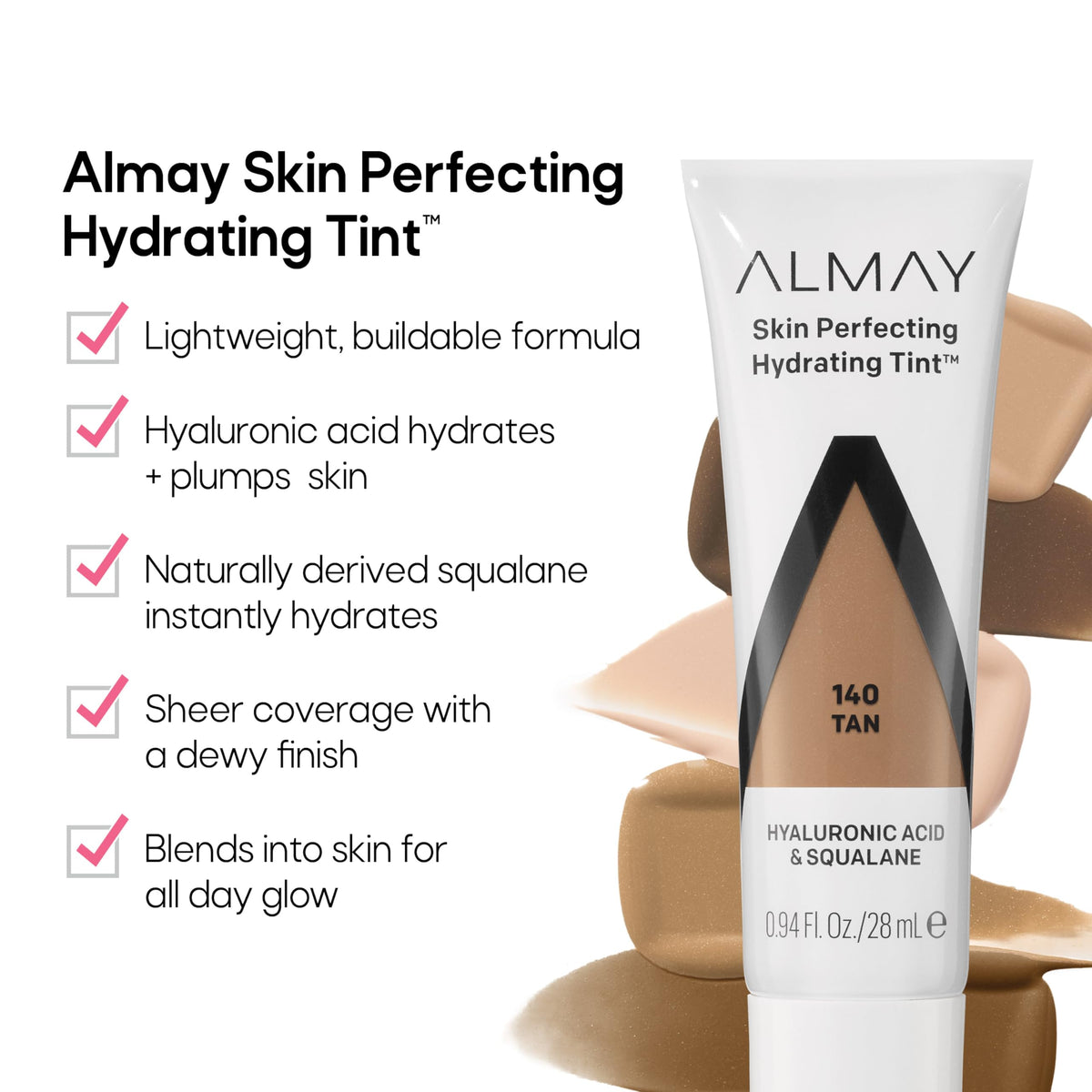 Almay Skin Perfecting Hydrating Tint Foundation, 100 Ivory, 0.94 fl oz