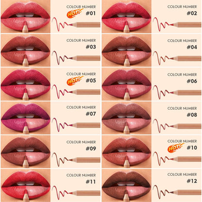 KIMIEYE 12 Colors Lip Liner Set, Matte Finish Series Lip Liners Pen, Set A