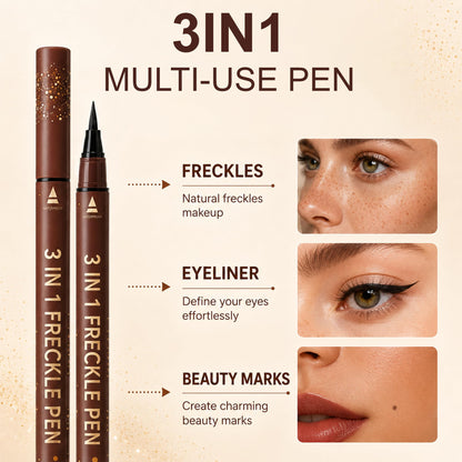 RELIEFGO 3-in-1 Freckle Pen with Stamp (Brown, （2 Pack）)