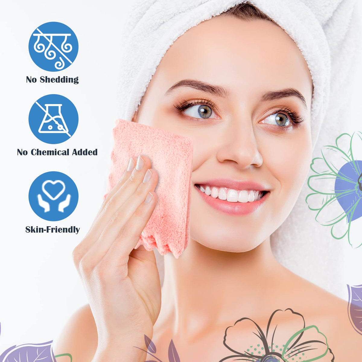 Orighty Makeup Remover Cloths, 24 Pack Microfiber Face Towels, 7 x 7 Inch