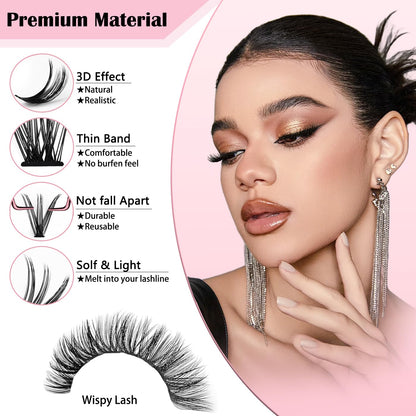 Wispy Lash Clusters Kit 800pcs Lash Extension Kit DIY Eyelash Clusters 30D&40D&50D Lashes Clusters 8-18mm With Lash Bond and Seal, Lash Tweezers, Lash Remover，Lash Brush