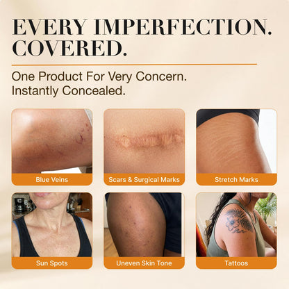 Miracle de Paris Body Coverage Perfector – Tattoo Cover Up Makeup Waterproof, Body Foundation & Leg Makeup, Transfer-Resistant Body Concealer for Legs, Scars & Uneven Skin Tone, 3.38 fl oz, Light