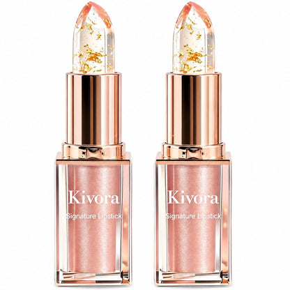 Kivora Lipstick（2 Pack）,Latest Rose Gold Kivora Lipstick for Mature Lips,PH Lipsticks Color Changing, Long Lasting Moisturizing Tinted Lip Balm