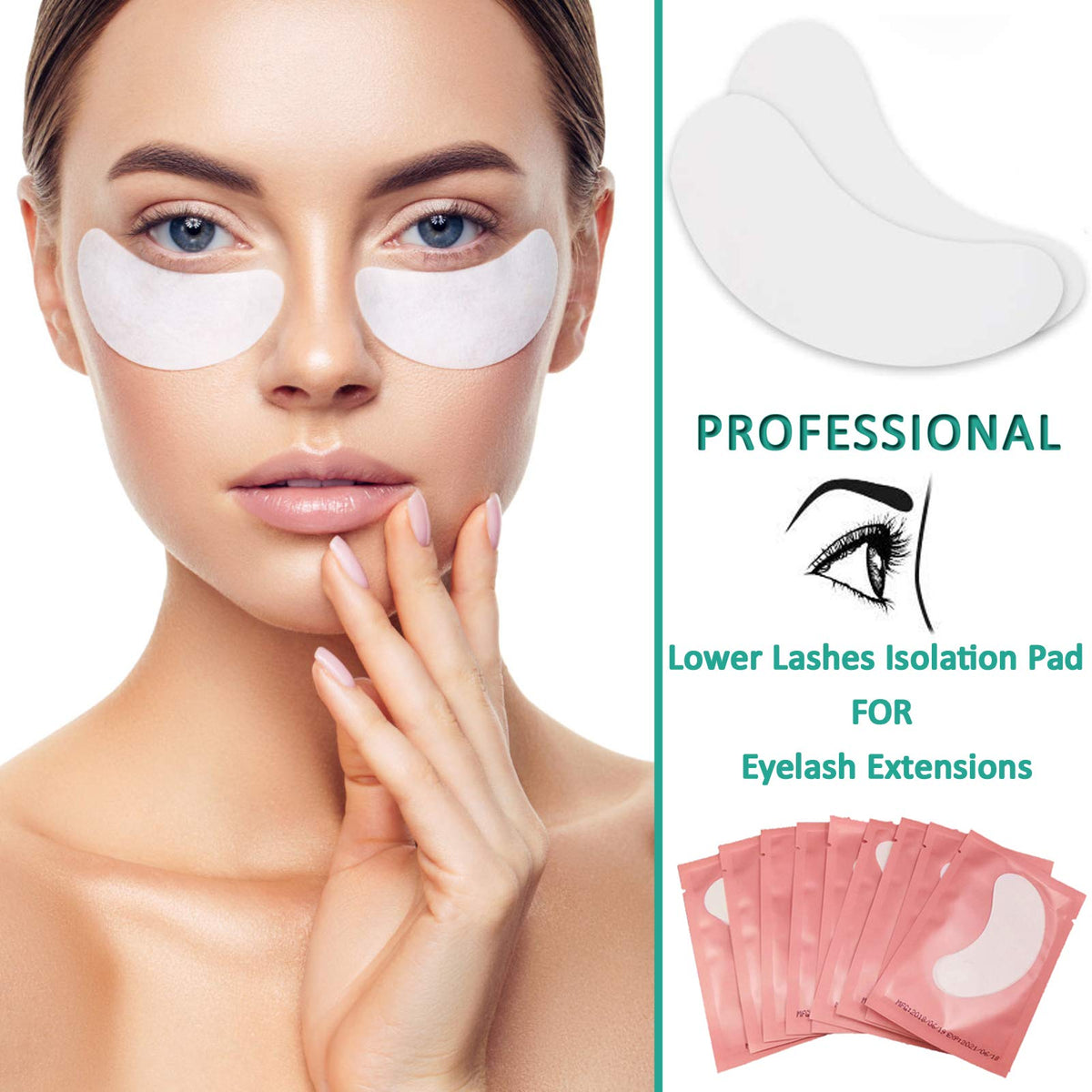 INKEL 50 Pairs Under Eye Pads for Lash Extensions, Lint-Free Eye Patches