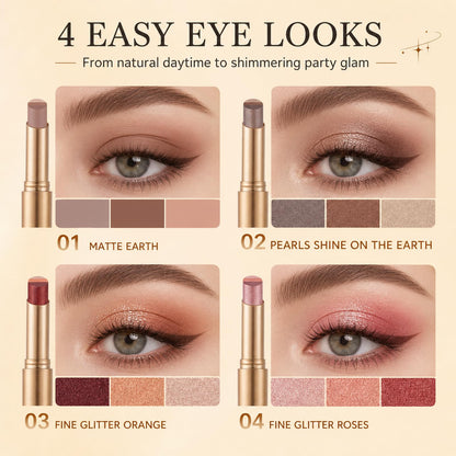 4 Pack Eyeshadow Stick Set,3 Color Gradient Shimmer Multi Color Eye Shadow
