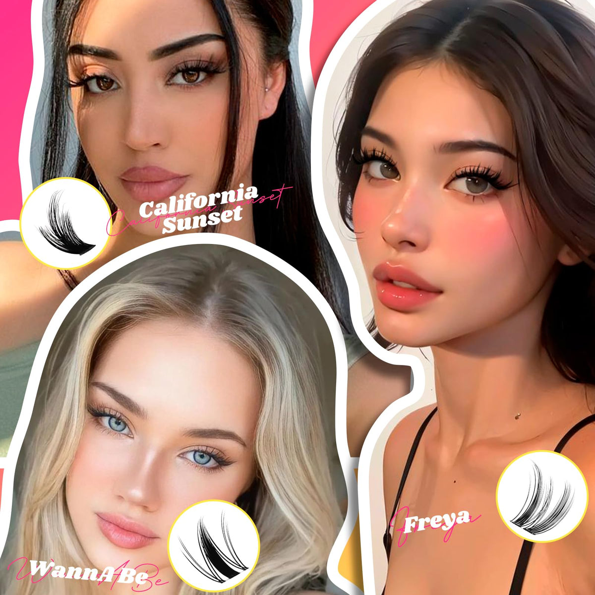 WiWiLINK California Sunset Lash Clusters, 8-18mm Manga Cluster Lashes Only