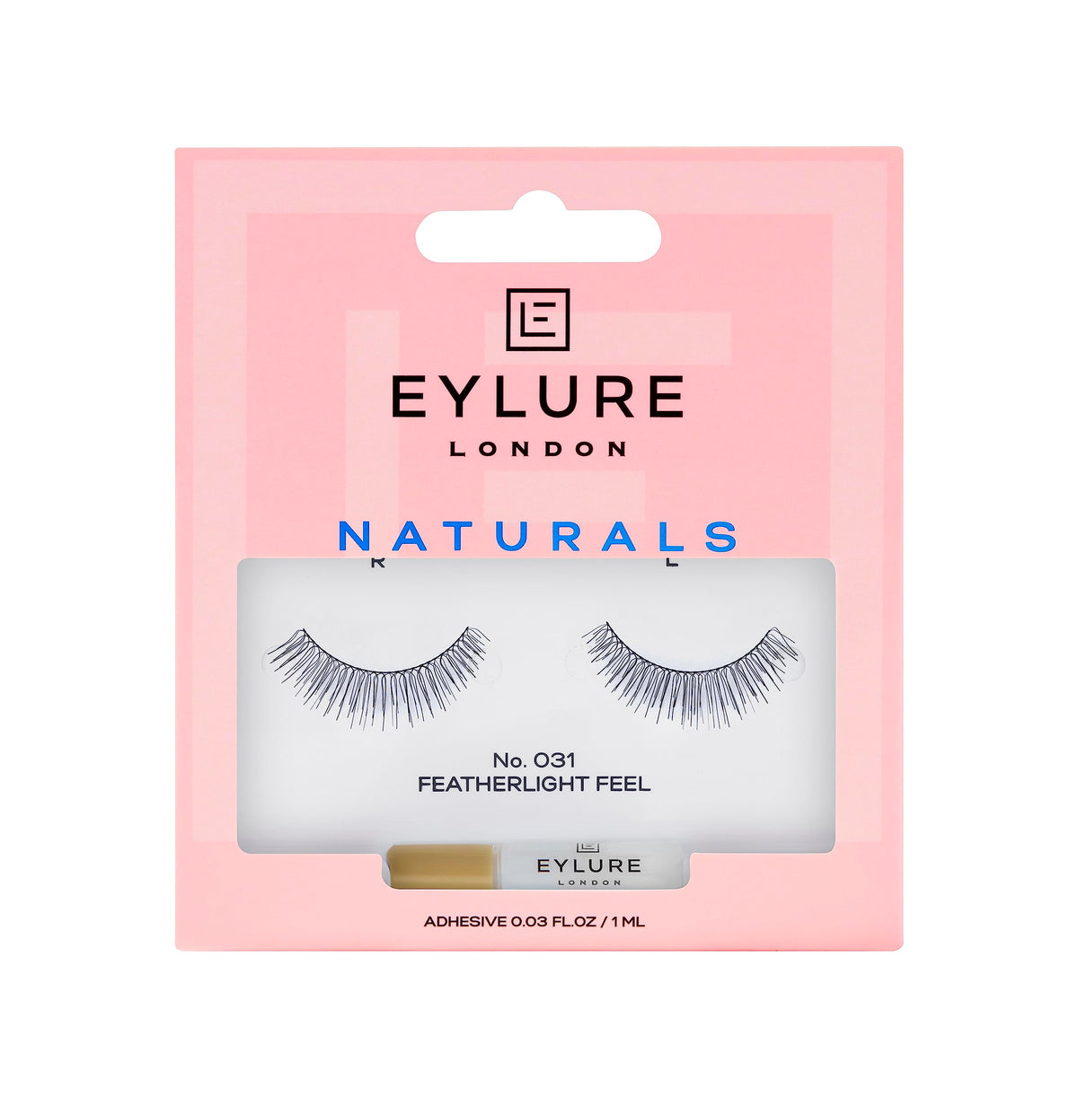 Eylure Naturals False Eyelashes, Style No. 031, Reusable, Adhesive Included, 1 Pair