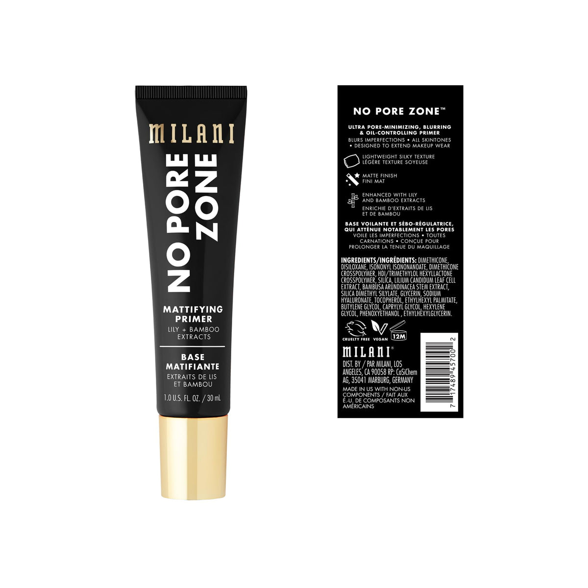 Milani Face Primer for Makeup - No Pore Zone Mattifying Primer 1.0 Fl. Oz