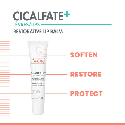 Avène Cicalfate+ Restorative Lip Balm, Soothes and Restores Dry, Chapped Lips. Protective Lip Balm for sensitive skin, Helps restore skin barrier, Fragrance-free