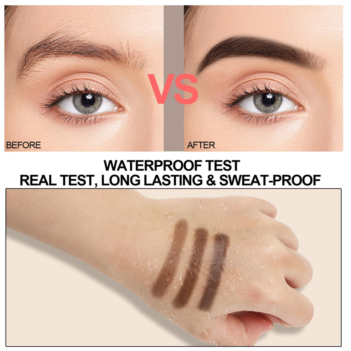 GEUUFEA 3 Colors Eyebrow Makeup Kit, Professional Brow Contour Palette, Waterproof Long-lasting Eyebrow Filler Powder with Mirror & Brow Brush