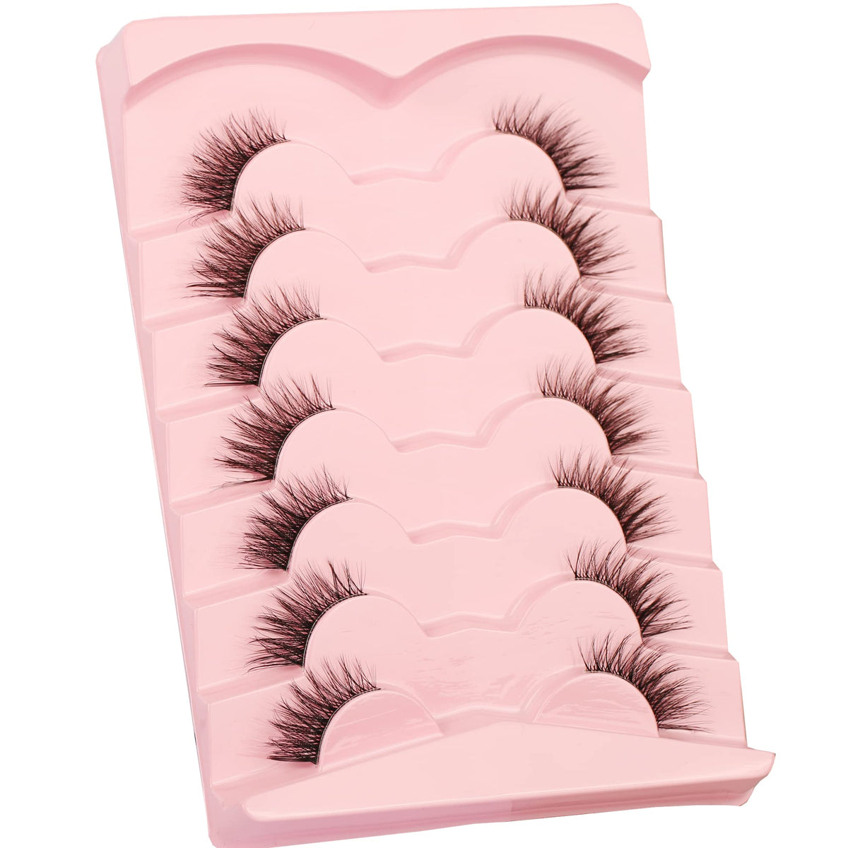 Gmagictobo Half Lashes Cat Eye Clear Band Lashes Fluffy False Eyelashes Natural Wispy 3D Faux Mink Lashes Pack Soft Strips Fake Eyelashes 7 Pairs