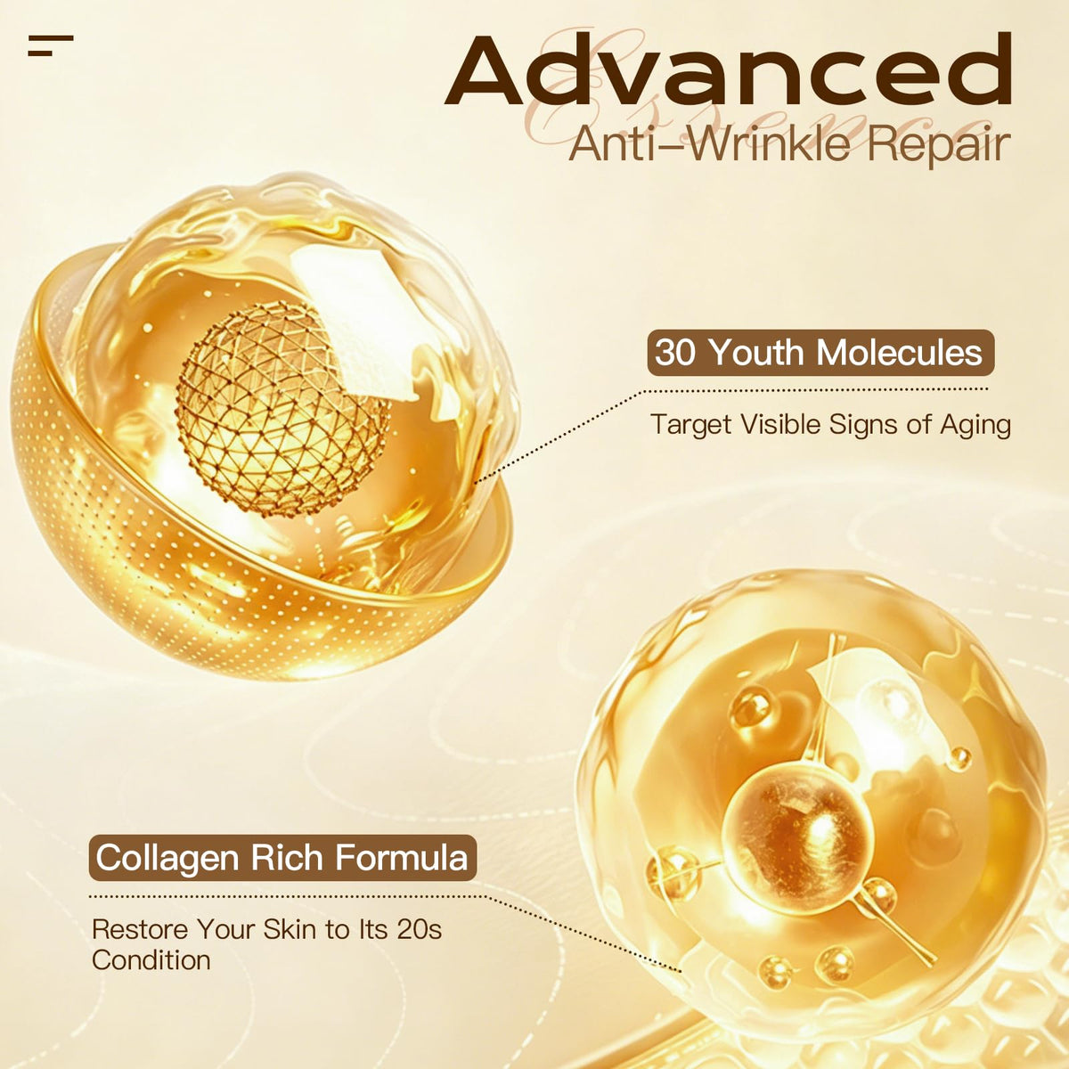 Deep Collagen Serum Silk Peptide Ampoule, Copper Peptides, Intensive Hydrating Skin Care Facial Serum for Boost Skin Elasticity, Anti-Aging, Instant Face Lift for All Skin Types (1.69Fl Oz / 50ML)