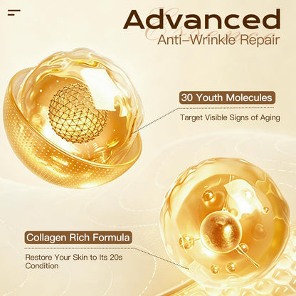 Deep Collagen Serum Silk Peptide Ampoule, Copper Peptides, Intensive Hydrating Skin Care Facial Serum for Boost Skin Elasticity, Anti-Aging, Instant Face Lift for All Skin Types (1.69Fl Oz / 50ML)