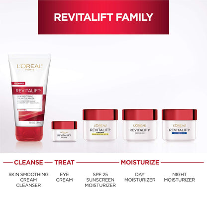 L'Oreal Paris Revitalift Daily Cream Cleanser, Gentle Makeup Remover Face Wash with Vitamin C 5 fl. oz (Pack of 2)