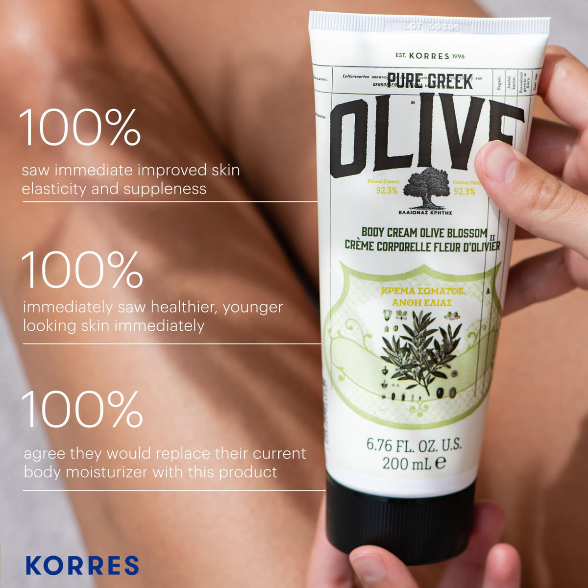 KORRES Pure Greek Olive Body Cream, Olive Blossom, 6.76 Fl Oz