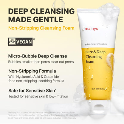 MANYO Pure & Deep Cleansing Foam, Blackhead & Pore Face Wash, 6.7 fl oz