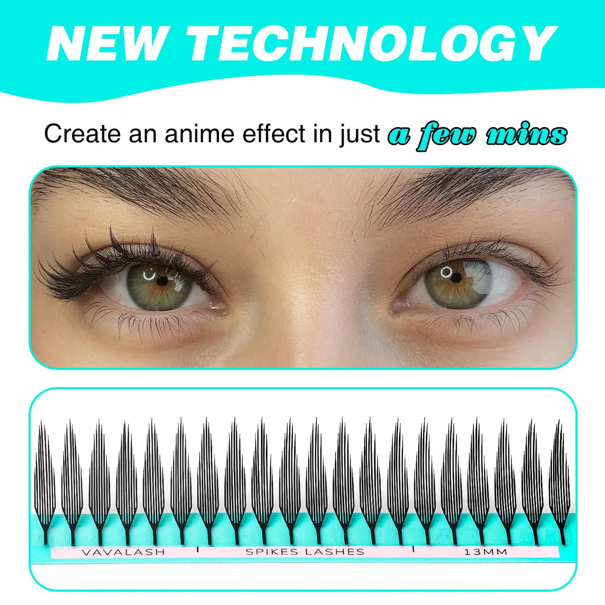 VAVALASH Premade Anime Chunk Lash Extensions,Comic Spire Lashes 0.07 C/D Curl, Matte Black Manga Lash Look Eyelash Extensions,Professional Salon Use Premade Spire Lashes(0.07-D-8-15mm)