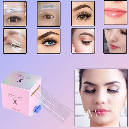 2 Boxes Disposable Eyebrow Tattoo Plastic Wrap with Ergonomic Slicer, Premium Transparent Preservative Film Roll Perfect for Lip Blush, Eyebrow Lamination Lash Lift Permanent Make Up Cling Cover