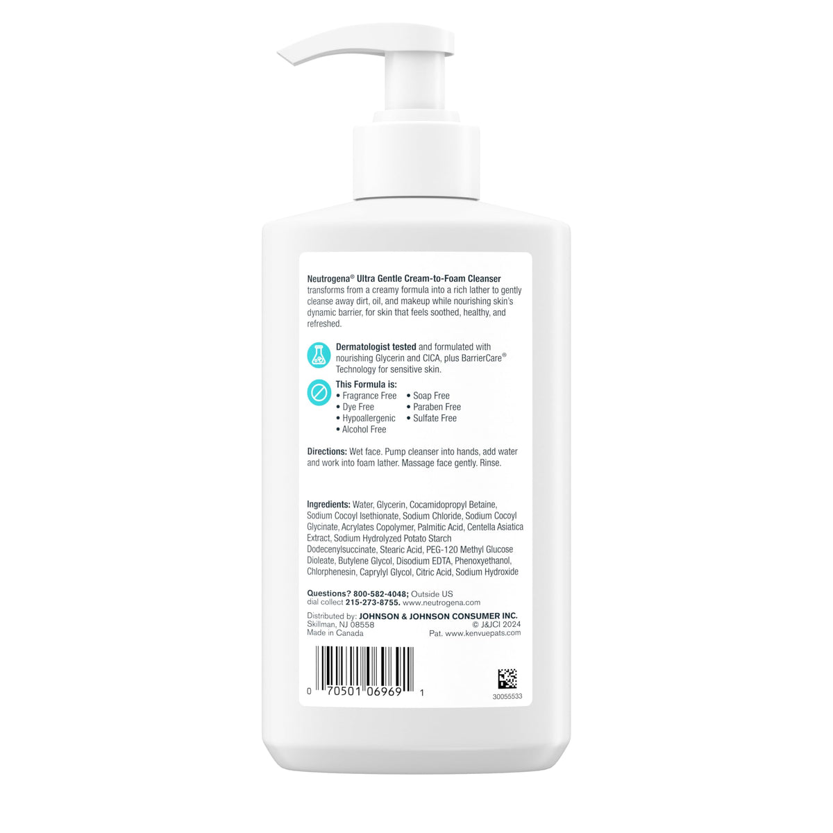 Neutrogena Ultra Gentle Cream to Foaming Face Wash, 12 fl oz