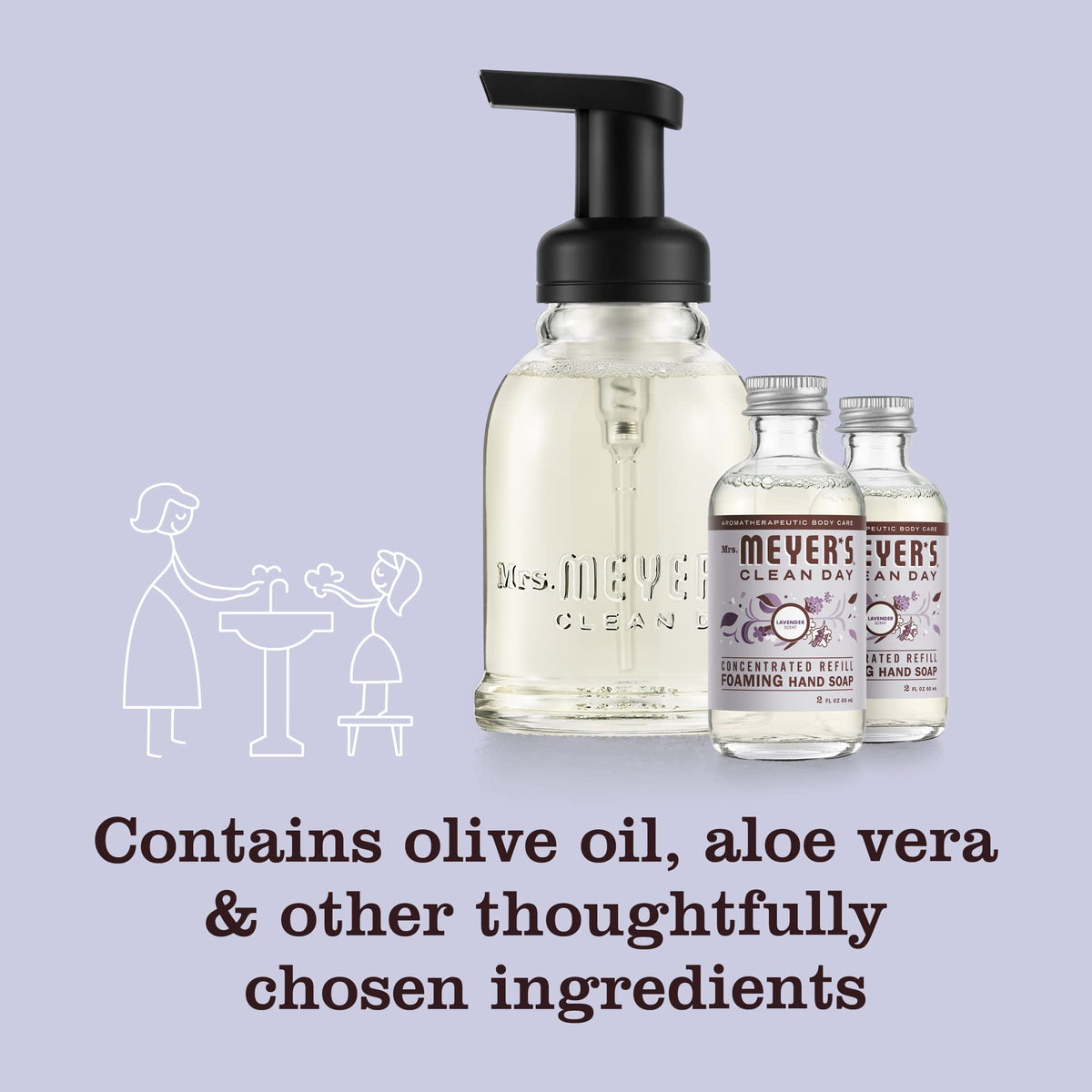 MRS. MEYER'S CLEAN DAY Foaming Hand Soap Refills, Lavender, 4 Count