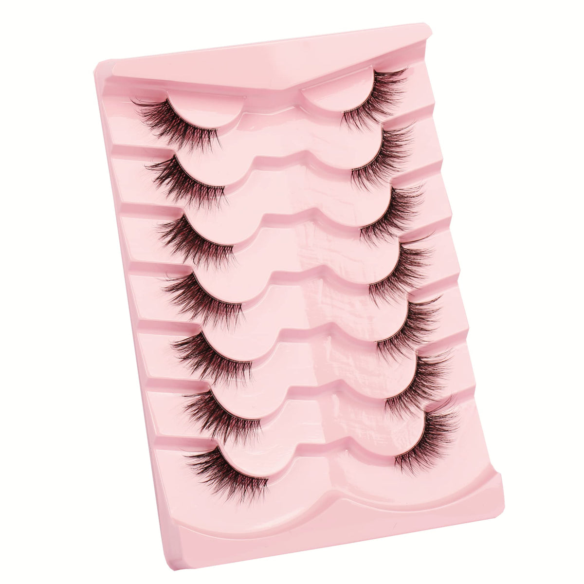 Gmagictobo Half Lashes Cat Eye Clear Band Lashes Fluffy False Eyelashes Natural Wispy 3D Faux Mink Lashes Pack Soft Strips Fake Eyelashes 7 Pairs