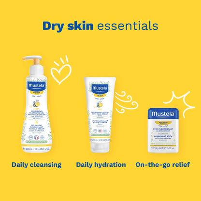 Mustela Baby Nourishing Stick - Lip & Face Moisturizer for Dry Skin - with Natural Avocado, Cold Cream & Beeswax - 0.32 oz.