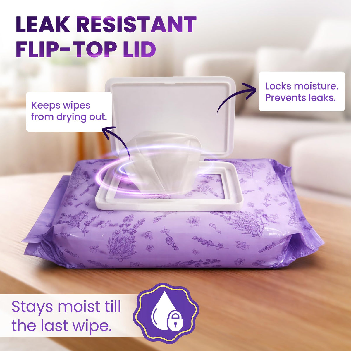 BeautyFrizz Lavender Face Wipes - Extra Soft Facial Cleansing Wipe - Gentle