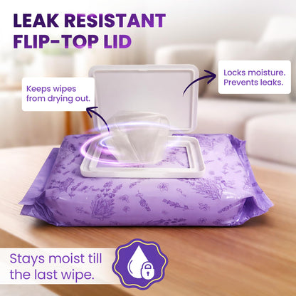 BeautyFrizz Lavender Face Wipes - Extra Soft Facial Cleansing Wipe - Gentle