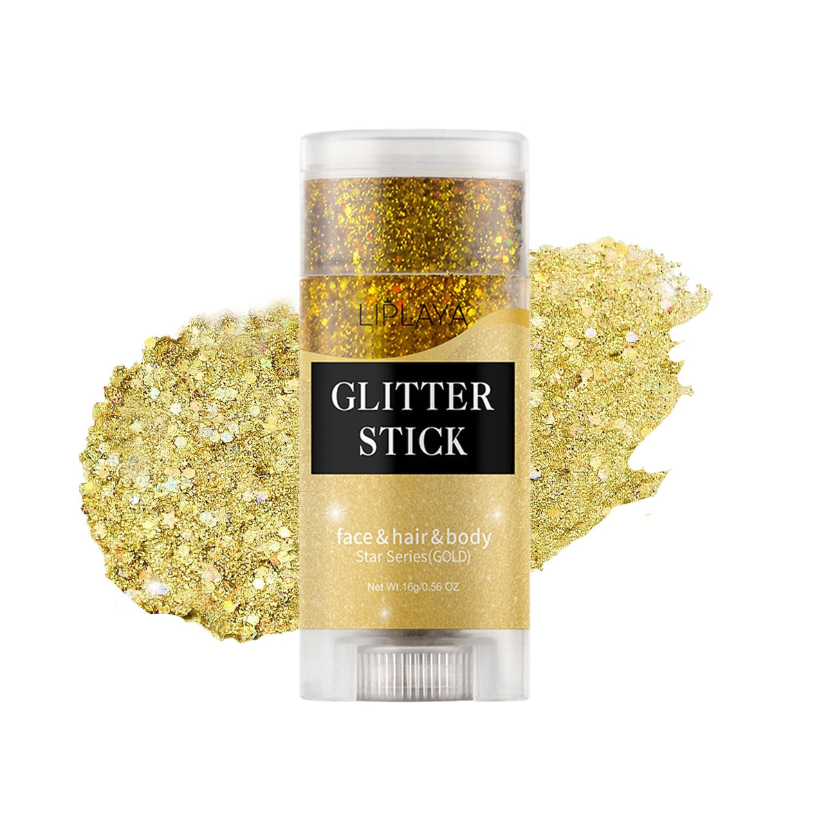 Gold Face and Body Glitter Stick, Holographic Sparkling Neon Outfit Singer Concert Music Rave Festival Color Party Accessories Glitter Makeup.