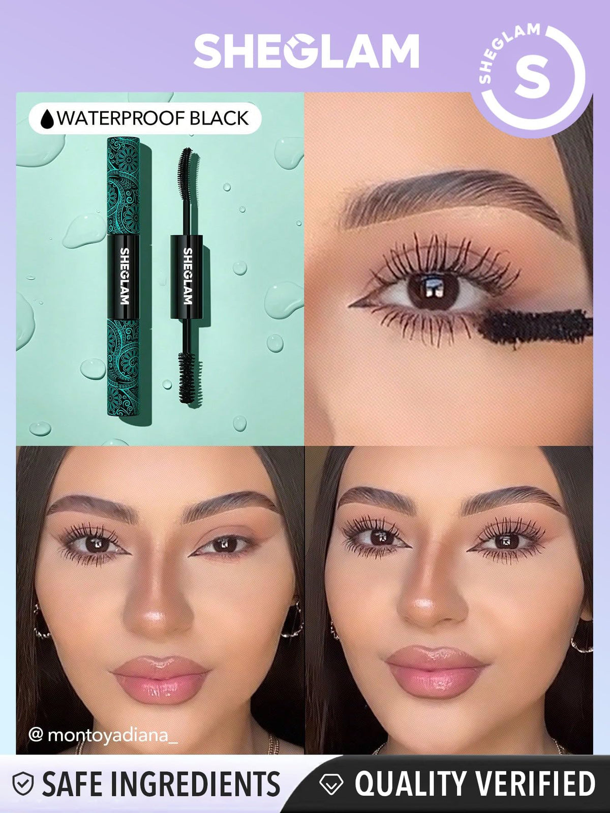 SHEGLAM 2 In 1 Black Volume and Length Waterproof Mascara Long Lasting Dual-Ended Tubing Eye Makeup