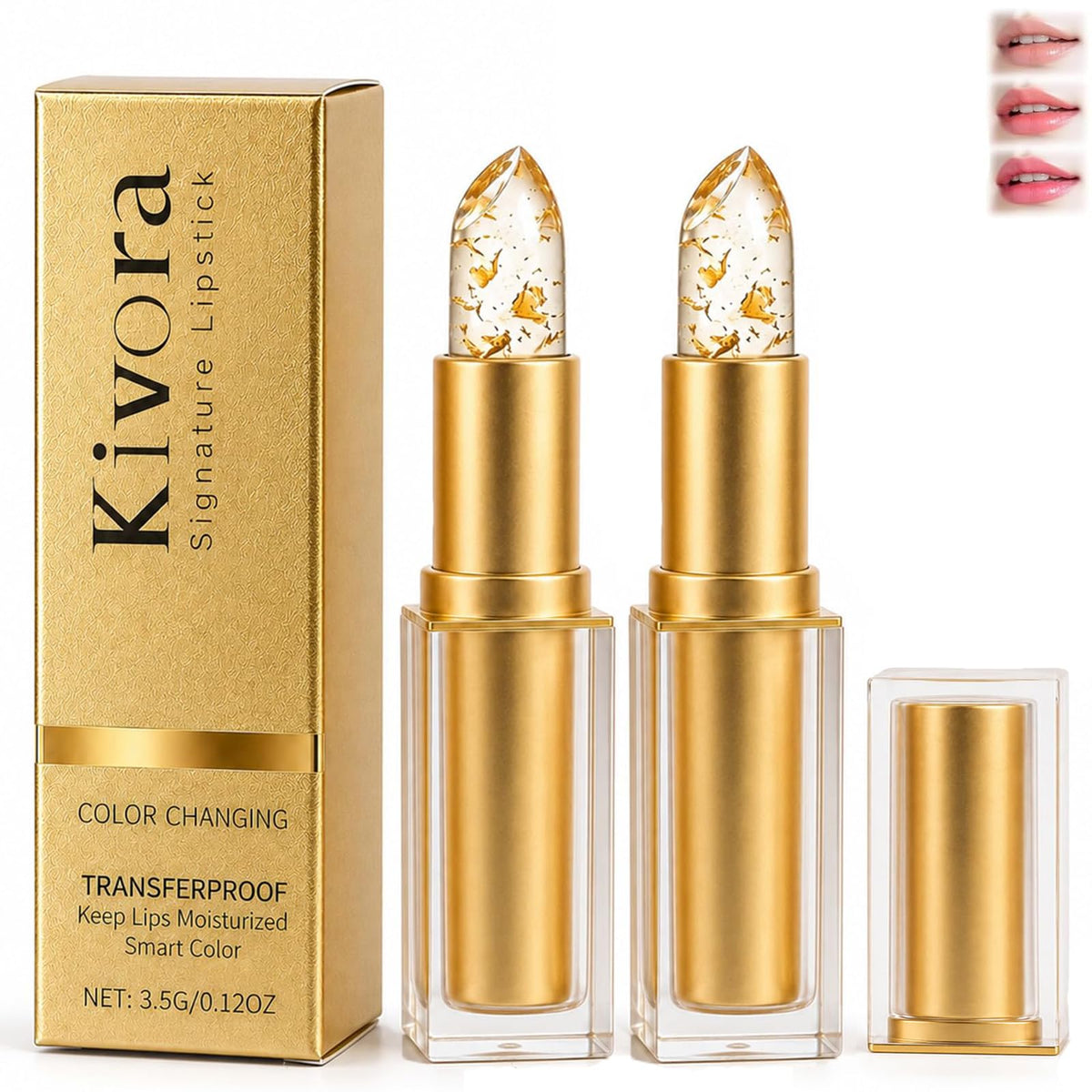 Kivora Lipstick for Mature Lips,Kivora Lipstick,pH Color Changing,2PCS