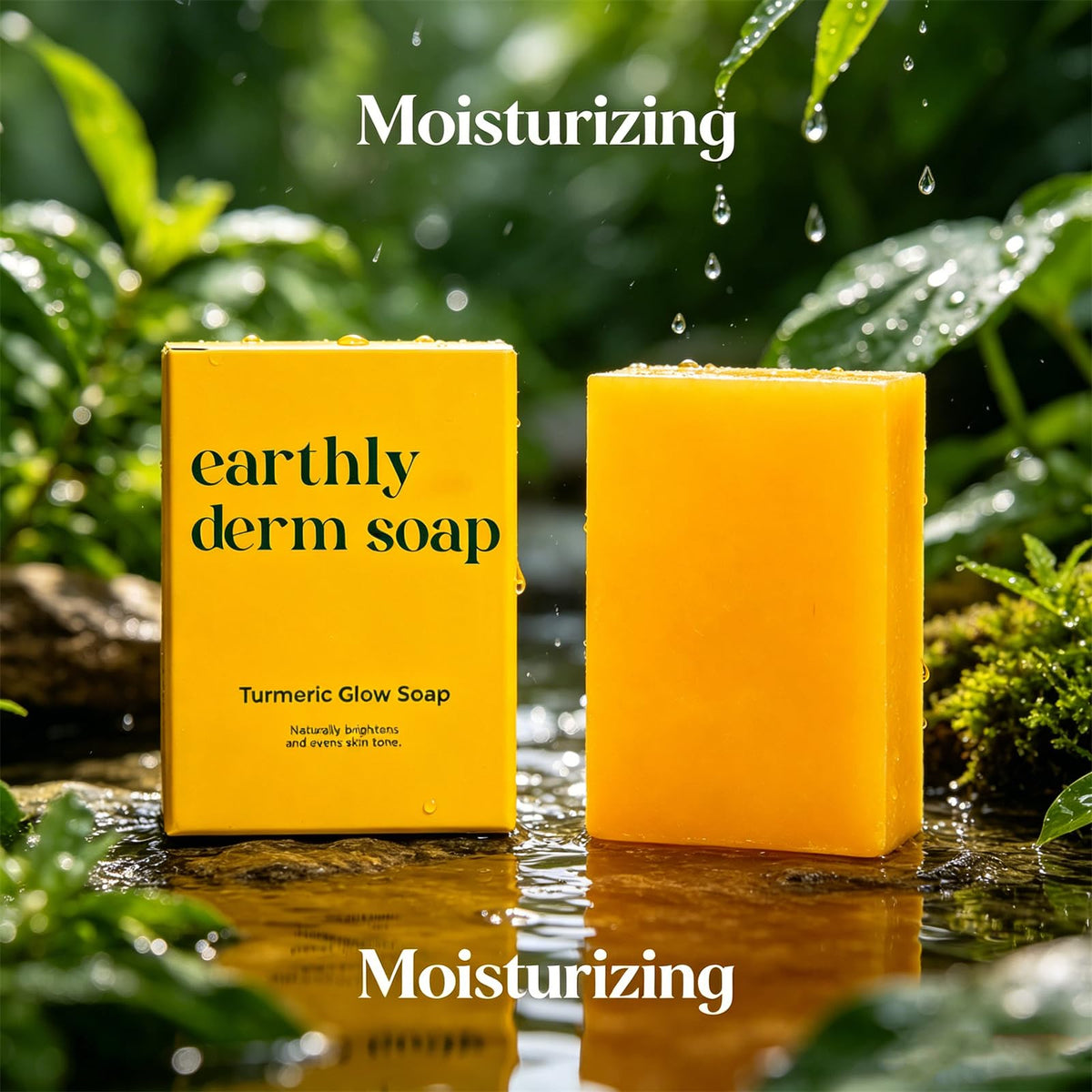 Earthly Derm Turmeric Glow Soap, Natural Handmade Bar, Gentle Cleansing and Moisturizing, for All Skin Types (1PCS, 3.5OZ)