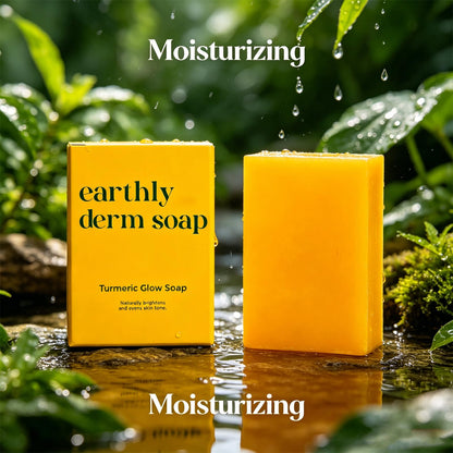 Earthly Derm Turmeric Glow Soap, Natural Handmade Bar, Gentle Cleansing and Moisturizing, for All Skin Types (1PCS, 3.5OZ)
