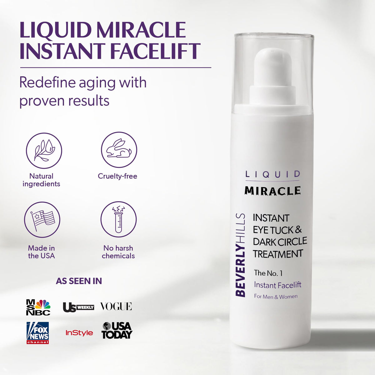Beverly Hills Instant Facelift Anti Aging Eye Serum Treatment for Dark Circles, Puffy Eyes, Wrinkles, Under Eye Bags, Fine Lines, and Crows Feet | 30mL (120 Days Supply)