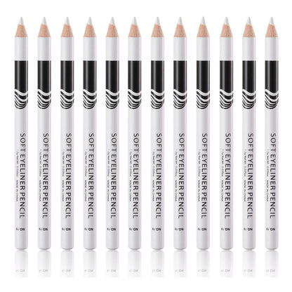 Go Ho 12 PCS White Eyebrow Eyeliner Pencils,White Eyeshadow Makeup Pen,Sweatproof Eye Highlighter Makeup Pencil,Long-lasting Nice Color Eye Brow Gel Pen,Brow Tint Sticks