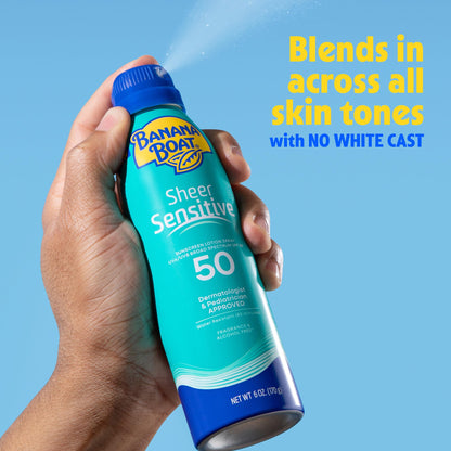 Banana Boat Sheer Sensitive Sunscreen Spray SPF 50, 6 Oz