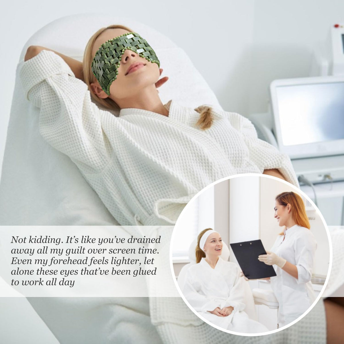 LazyGa Jade Eye Mask,Large Facial Cooling Mask with 100% Real Jade for Hot & Cold Therapy,Green Stone Facial Eyes Sleeping Mask Relief Eye Cover
