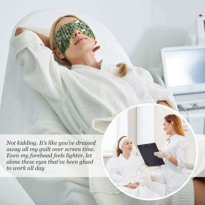 LazyGa Jade Eye Mask,Large Facial Cooling Mask with 100% Real Jade for Hot & Cold Therapy,Green Stone Facial Eyes Sleeping Mask Relief Eye Cover