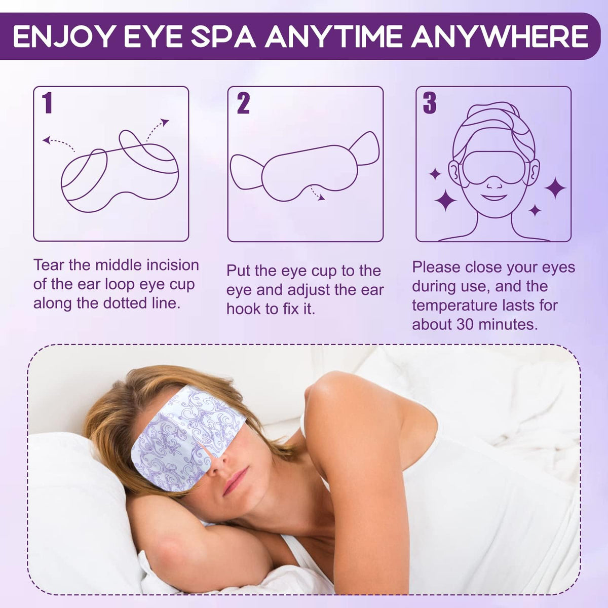 XPCARE 24 Pack Steam Eye Mask Disposable for Dry Eyes Cornea Care-Lavender