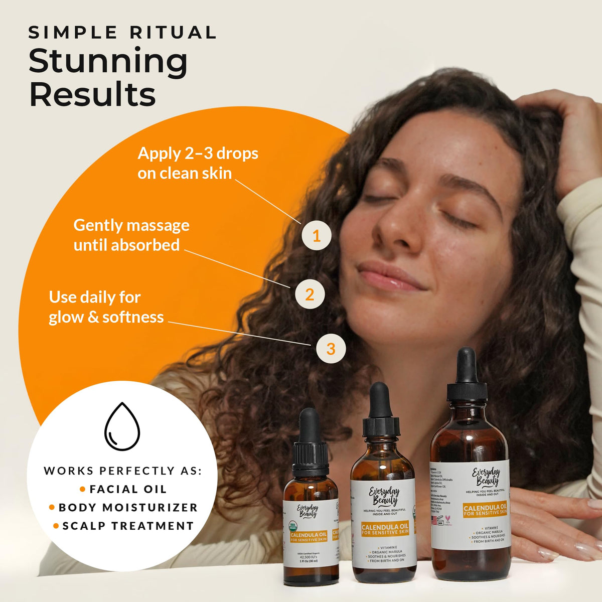 Organic Calendula Oil For Sensitive Skin - USDA Certified 100% Natural Plant Based, Lightweight & Unscented Gentle Soothing Oil For Sensitive Skin - For Face, Skin & All Over - 1 Fl Oz Glass Dropper