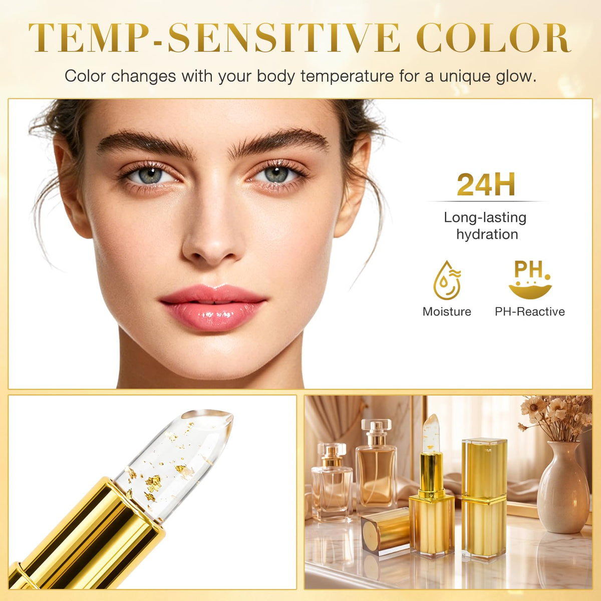 PDAM Kivora pH Color Changing Lipstick, Long Lasting Moisturizing Kivora Signature Lipstick with Transfer‑Proof Finish, Skin‑Adaptive Color, Ideal Holiday Gift (2‑Pack)