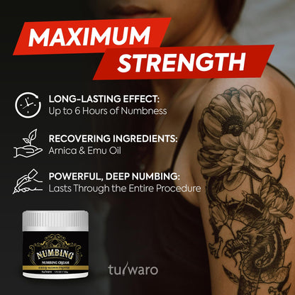 tuiwaro Numbing Cream: Fast-Absorbing with Emu Oil and Arnica — Non-Greasy 50 mL