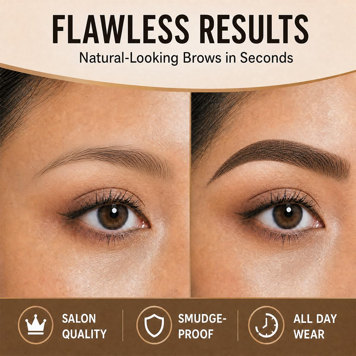 Eyebrow Stamp Kit with Brow Powder, Eyebrow Stamp Stencil Kit for Quick & Easy Brow Shaping, Natural-Looking Long-Lasting Eyebrow Makeup for Women, Light brown