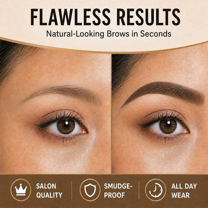Eyebrow Stamp Kit with Brow Powder, Eyebrow Stamp Stencil Kit for Quick & Easy Brow Shaping, Natural-Looking Long-Lasting Eyebrow Makeup for Women, Light brown